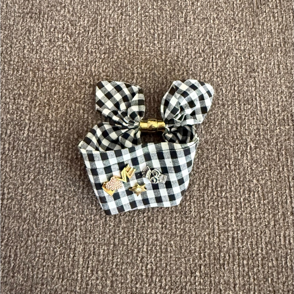 Henri Bendel Black & White Gingham Charm Bracelet